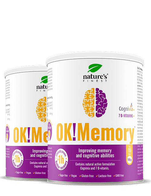 OK!Memory , 1+1 Gratis , Suplemento Para La Salud Cerebral , Para Concentración , Mejor Memoria , Mejora El Rendimiento Cognitivo , 300g