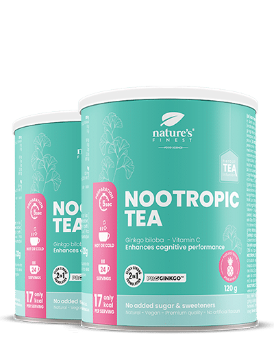 Nootropic Tea 1+1 , Estimulante Cerebral Y De La Memoria , Té Funcional , Té De Ginkgo Biloba , ProGinkgo™ , Orgánico , Vegano , 240g