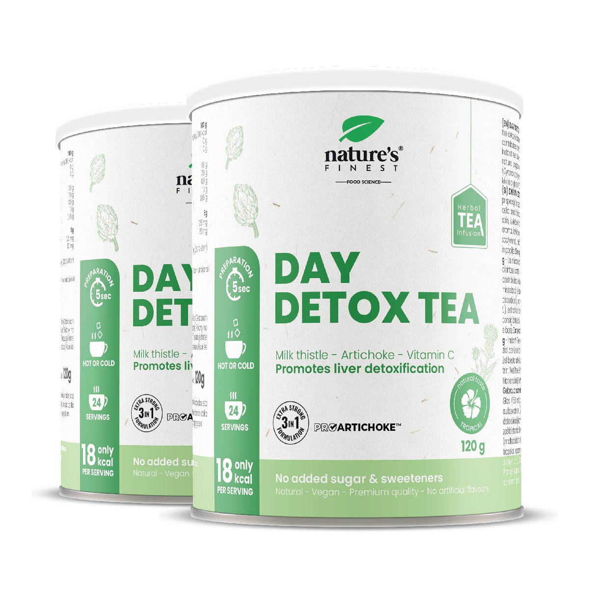Day Detox Tea 1+1 , Limpieza Energizante , Té Antiestrés , Orgánico , Vegano , Té De Cardo Mariano , Apoyo A La Inmunidad , 240g
