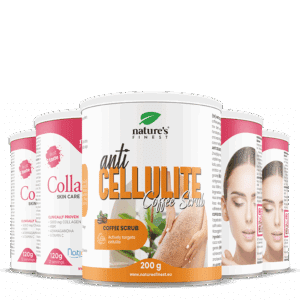 4x Colágeno SkinCare + Anti Cellulite peeling de café paquete